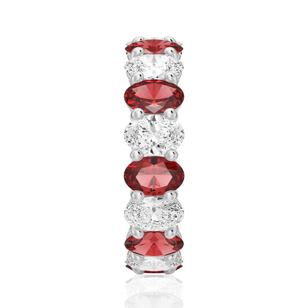 6.6 CT. Lab Grown White Sapphire with Ruby Gemstone Band
