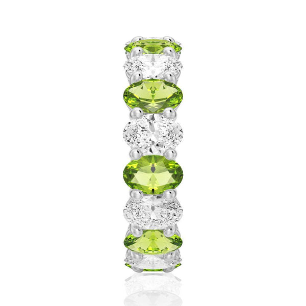 6.6 CT. Lab Grown White Sapphire with Green Peridot Gemstone Band