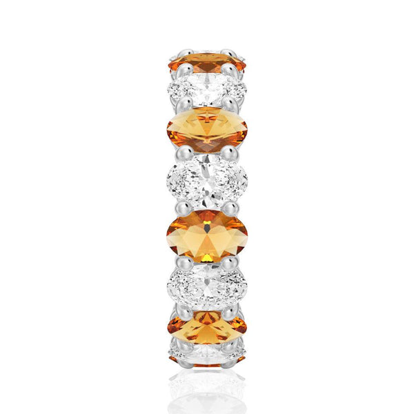 6.6 CT. Lab Grown White Sapphire with Citrine Gemstone Band