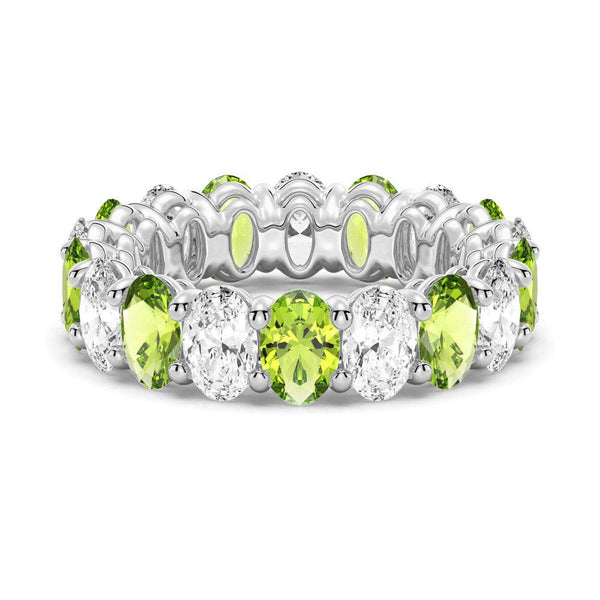 6.6 CT. Lab Grown White Sapphire with Green Peridot Gemstone Band