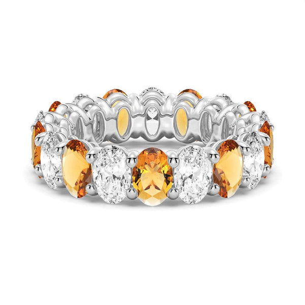 6.6 CT. Lab Grown White Sapphire with Citrine Gemstone Band