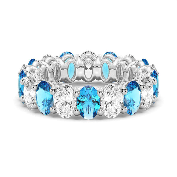 6.6 CT. Lab Grown White Sapphire withBlue Topaz Gemstone Band