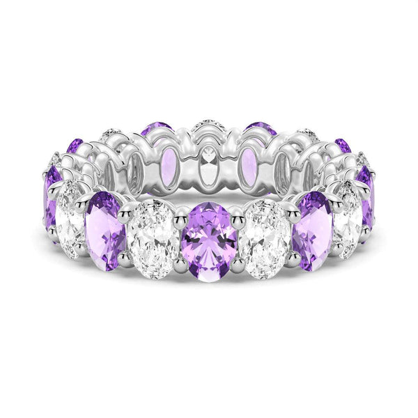 6.6 CT. Lab Grown White Sapphire with PurpleAmethystGemstone Band