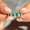 6.6 CT. Lab Grown White Sapphire withGreen Emerald Gemstone Band
