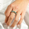 6.6 CT. Lab Grown White Sapphire withGreen Emerald Gemstone Band
