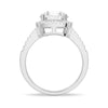 Four Prongs Pavé Halo Moissanite Engagement Ring