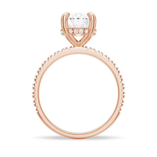 Micropavé Oval Moissanite Engagement Ring With Hidden Halo