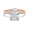 Micropavé Oval Hidden Halo Moissanite Ring Set with Matching Wedding Band