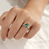 2 CT. Micropavé Oval Green Moissanite Engagement Ring With Hidden Halo