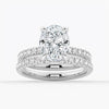 Micropavé Oval Hidden Halo Moissanite Ring Set with Matching Wedding Band