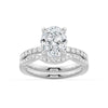Micropavé Oval Moissanite Ring Set with Matching Wedding Band