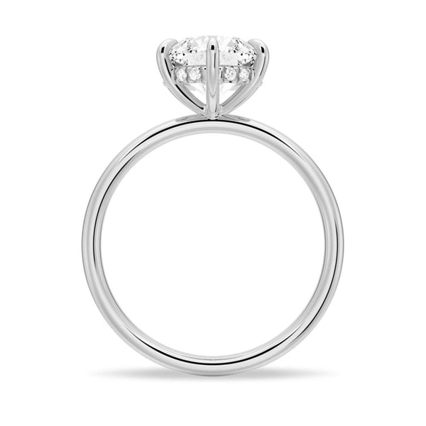 Six Prong Solitaire Moissanite Engagement Ring With Hidden Halo