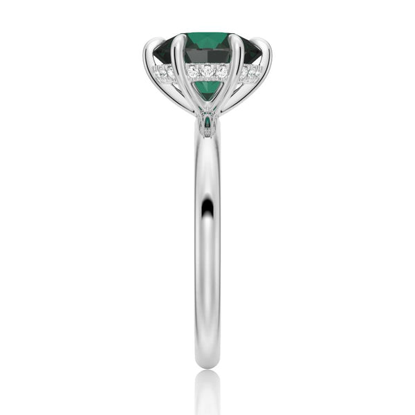 2 CT. Six Prong Solitaire Green Moissanite Engagement Ring With Hidden Halo