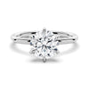 Six Prong Solitaire Hidden Halo Moissanite Ring Set with Matching Wedding Band