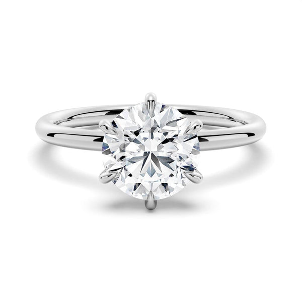 Six Prong Solitaire Moissanite Engagement Ring With Hidden Halo