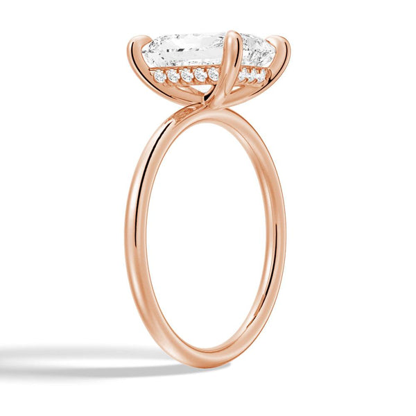 Four Prong Radiant Solitaire Moissanite Engagement Ring With Hidden Halo