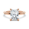 Four Prong Radiant Cut Hidden Halo Moissanite Couple's Ring Set with Men's Wedding Band