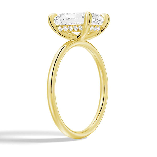 Four Prong Radiant Cut Hidden Halo Moissanite Couple's Ring Set with Men's Wedding Band