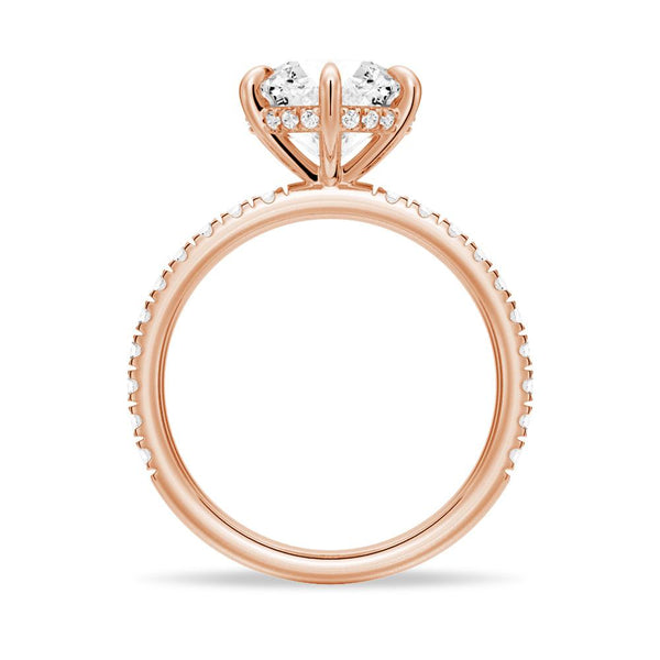 Petite Six Prong Micropavé Moissanite Engagement Ring With Hidden Halo
