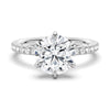 Petite Six Prong Micropavé Moissanite Engagement Ring With Hidden Halo