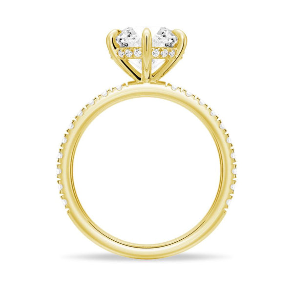Petite Six Prong Micropavé Moissanite Engagement Ring With Hidden Halo