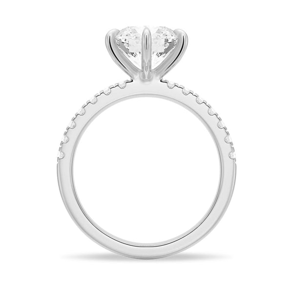 Six Prong French Pavé Moissanite Engagement Ring
