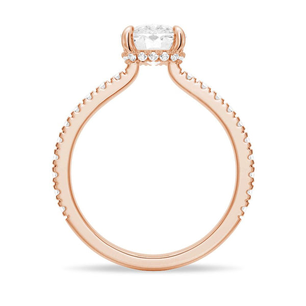 Cushion Cut Moissanite Engagement Ring With Hidden Halo