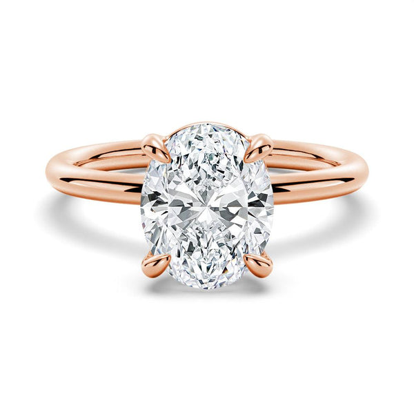 Four Prongs Oval Solitaire Moissanite Engagement Ring