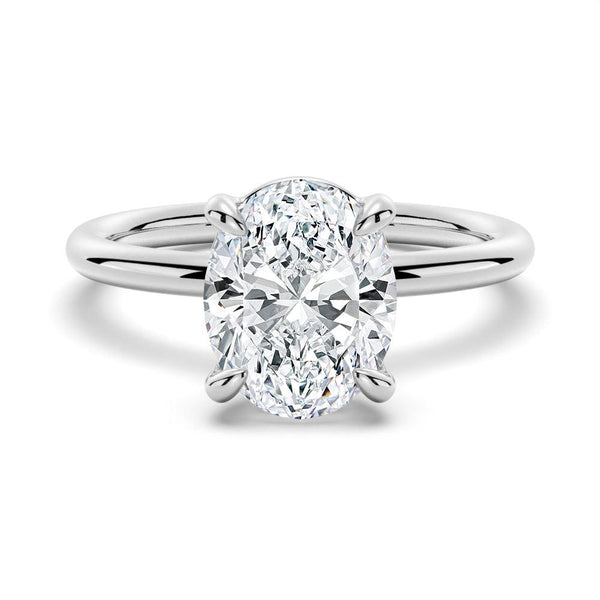Four Prongs Oval Solitaire Moissanite Engagement Ring