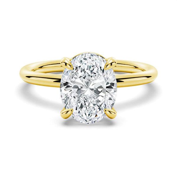 Four Prongs Oval Solitaire Moissanite Engagement Ring