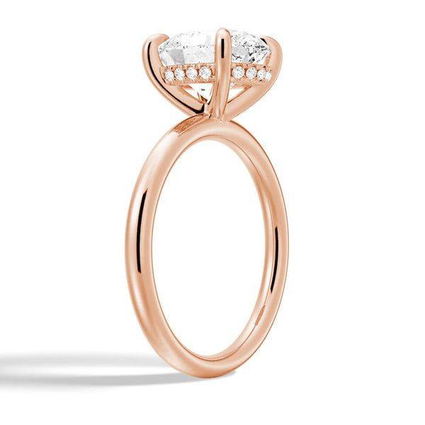 Oval Solitaire Hidden Halo Moissanite Ring Set with Matching Wedding Band