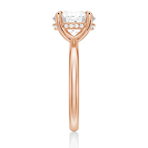 Oval Solitaire Hidden Halo Moissanite Ring Set with Matching Wedding Band