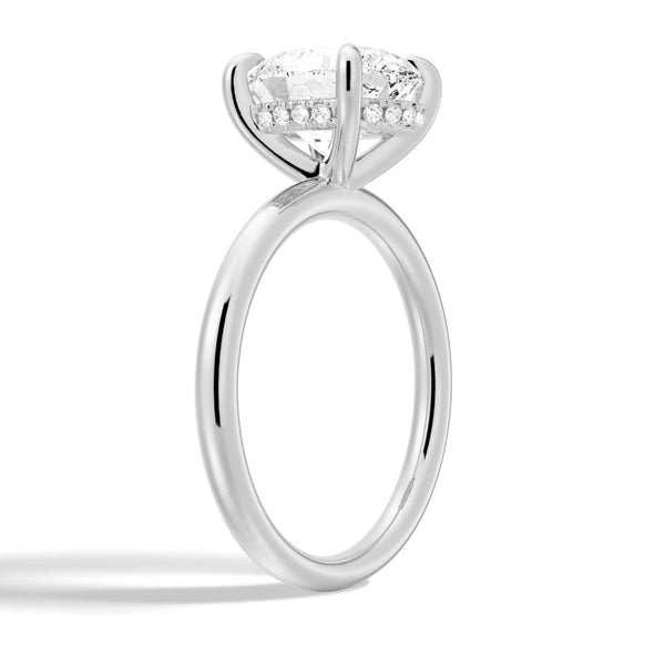 Oval Solitaire Hidden Halo Moissanite Ring Set with Matching Stacking Band