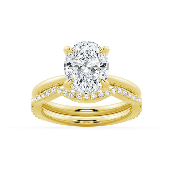 Oval Solitaire Moissanite Ring Set With Matching Wedding Band