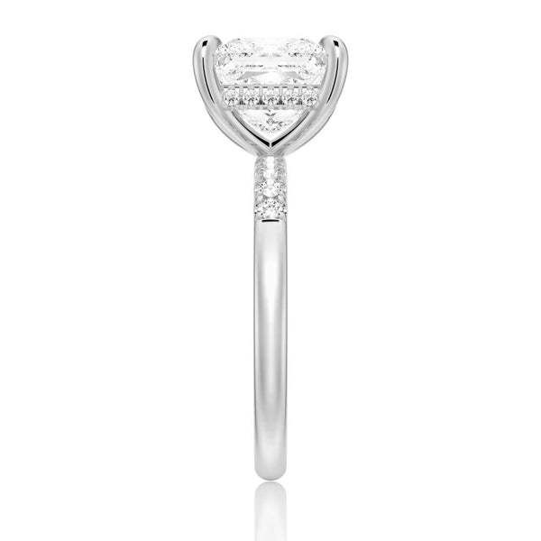 Princess Cut Hidden Halo Moissanite Ring Set with Matching Wedding Band