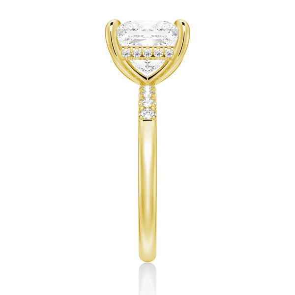 Princess Cut Hidden Halo Moissanite Ring Set with Matching Wedding Band