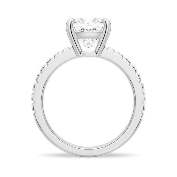 Pavé Band Cushion Cut Moissanite Engagement Ring