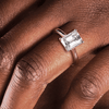 Emerald Cut Moissanite Engagement Ring With Hidden Halo