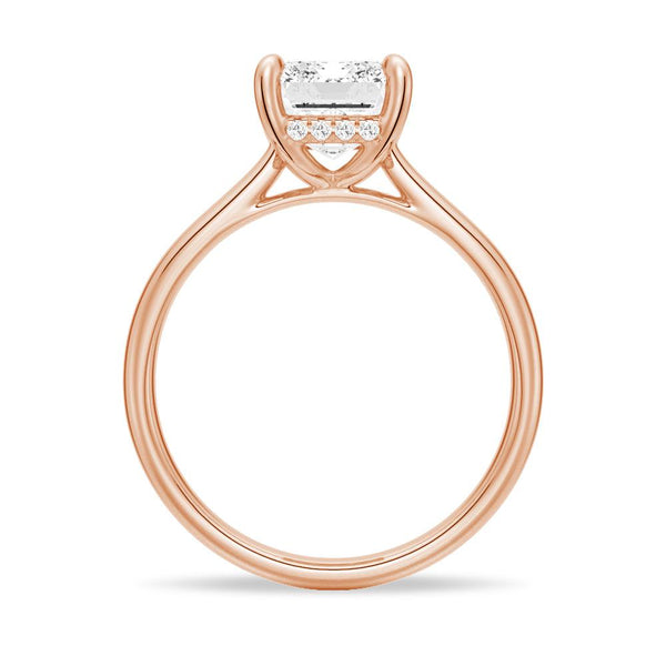Emerald Cut Moissanite Engagement Ring With Hidden Halo