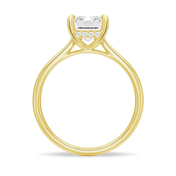 Emerald Cut Moissanite Engagement Ring With Hidden Halo