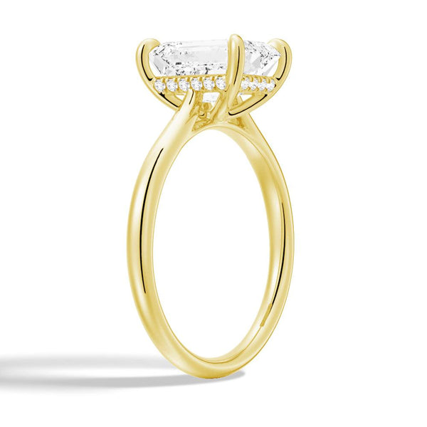 Emerald Cut Moissanite Engagement Ring With Hidden Halo