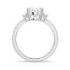Three Stone Oval & Half Moon Moissanite Engagement Ring with Pavé Band