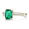 Petite Micropavé Emerald Cut Emerald Ring