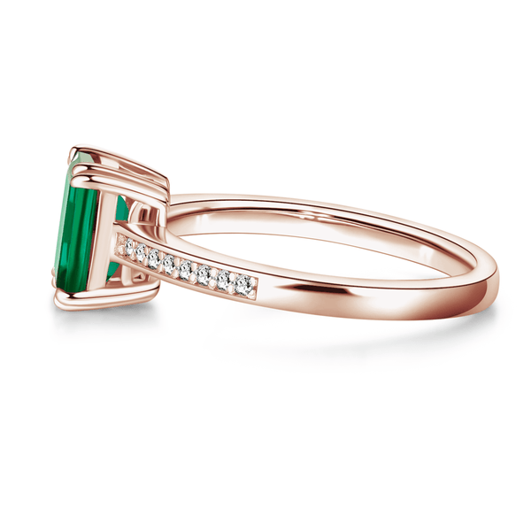 Petite Micropavé Emerald Cut Emerald Ring