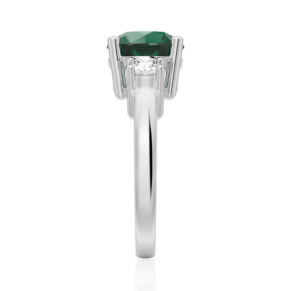 1.5 CT. Classic Three StoneEmerald and White Sapphire Ring
