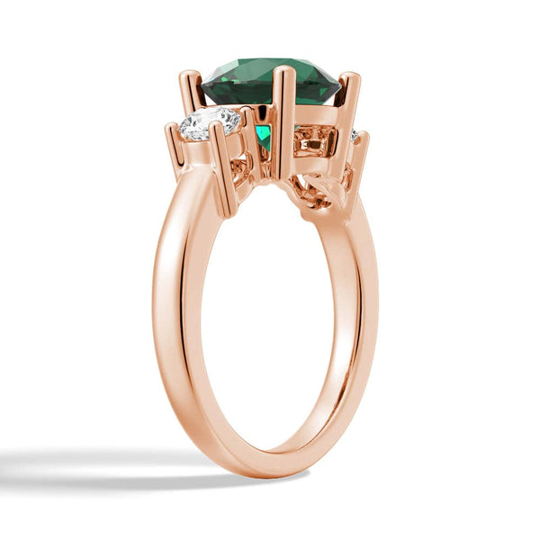 1.5 CT. Classic Three StoneEmerald and White Sapphire Ring