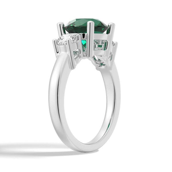 1.5 CT. Classic Three StoneEmerald and White Sapphire Ring
