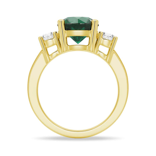 1.5 CT. Classic Three StoneEmerald and White Sapphire Ring