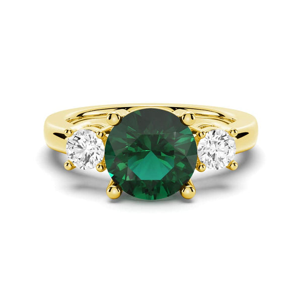 1.5 CT. Classic Three StoneEmerald and White Sapphire Ring