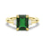Emerald Cut Emerald and White Sapphire Three Stone Ring